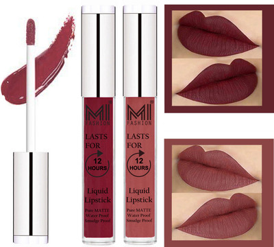 

MI Fashion Liquid Matte Lipsticks |Waterproof|Smudge Proof| Made in India|and|Long Lasting| Set of 2 Lipsticks(Red Mart Liquid Lipstick,Brown Liquid Lipstick)