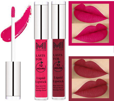 

MI Fashion Matte Liquid Lipsticks Waterproof Long Lasting Pigmented Lip Gloss Set of 2(Magenta Liquid Lipstick,Shimmer Cherry Liquid Lipstick)