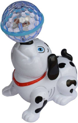 

A M TRADERS Cute Dog Dancing with Reflected 3D Lights on Floor (White)(Multicolor)