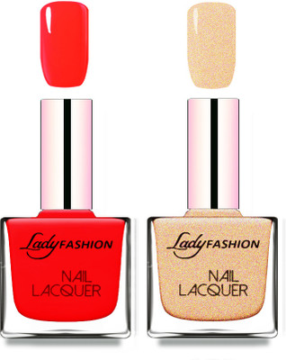 

Lady Fashion Cube Shaped Made In India Nail Polish Juicy Red, Beach Nude(Pack of 2)