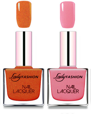 

Lady Fashion Cube Shaped Made In India Nail Polish Copper, Silky Pink(Pack of 2)