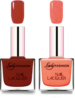 

Lady Fashion Cube Shaped Made In India Nail Polish Coffee, Orange Silk(Pack of 2)