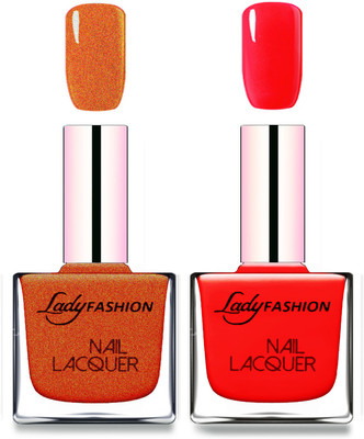 

Lady Fashion Cube Shaped Made In India Nail Polish Copper, Bright Red(Pack of 2)