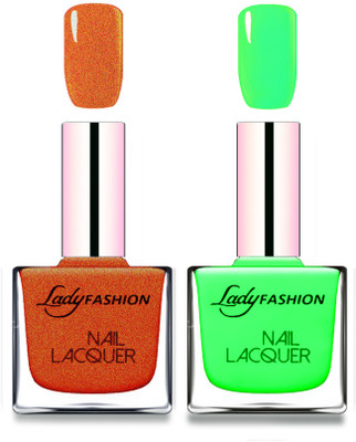 

Lady Fashion Cube Shaped Made In India Nail Polish Copper, Light Green(Pack of 2)