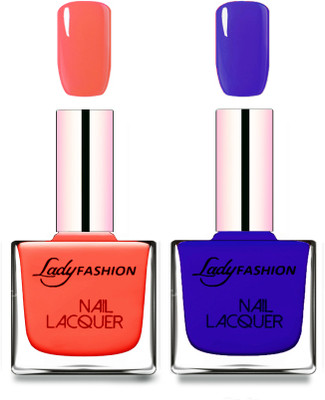

Lady Fashion Cube Shaped Made In India Nail Polish Light Orange, Blue(Pack of 2)