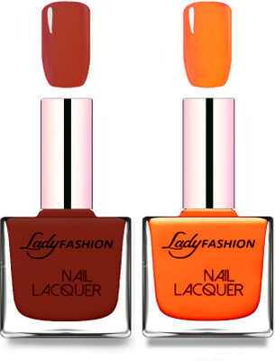 

Lady Fashion Cube Shaped Made In India Nail Polish Coffee, Juicy Orange(Pack of 2)
