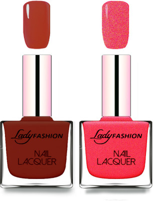 

Lady Fashion Cube Shaped Made In India Nail Polish Coffee, Bright Pink(Pack of 2)