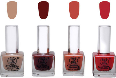 

Lips & Tips Premium Collection Nail polish - Combo set of 4 Exclusive Nail Enamels Sparkling Red, Aqua Shimmer, Pink Glitz, Starry Night (Pack of 4)(Pack of 4)
