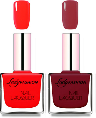 

Lady Fashion Cube Shaped Made In India Nail Polish Juicy Red, Voilet(Pack of 2)