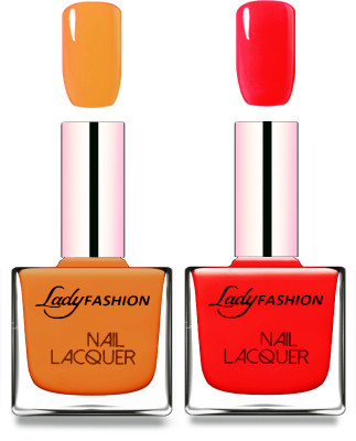 

Lady Fashion Cube Shaped Made In India Nail Polish Nude, Bright Red(Pack of 2)