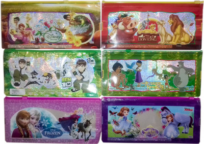 

kidoz kingdom CARTOON ZIP-N-LOCK POUCH 6 PIECES CARTOON Art Plastic Pencil Boxes(Set of 6, Multicolor)