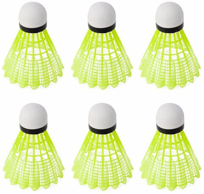 

EMM EMM 6 Pcs Regular Use Badminton PU Cork Nylon Shuttles for Junior & Kids Training Nylon Shuttle - Yellow(Medium Fast, 78, Pack of 6)