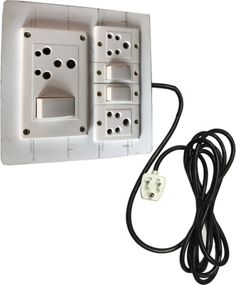 

Hiken Electric Extension Wooden Board( 2 5A,1 15A) 3Meteres Wire 2 Socket Surge Protector(White)