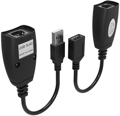 

Techlogics USB Over Ethernet RJ45 Extender Adapter Cat5 Cat6 Up to 150ft Length Support CCTV DVR, NVR & Computer USB Adapter(Black)