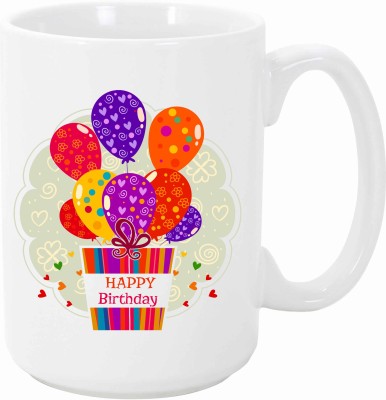 MISTY Multicolor Balloon Printed Pack Of 1 Ceramic Coffee Mug(330)