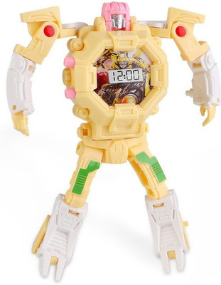 

Kiditos Deformation Transforming Robot Toy Convert To Kids Digital Watch(Yellow)