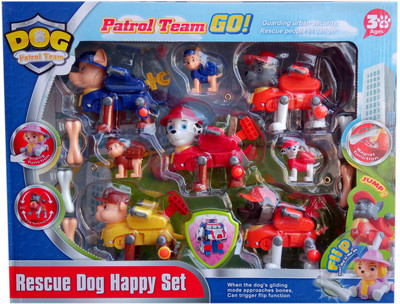 

HALO NATION Paw Patrol 360 Degree Flip Jump Fun Pup - Set of 5 Big & 3 Small Paw Patrol Toys(Multicolor)