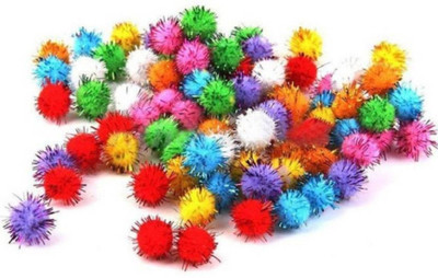 

BuyDBest Multi Color Glitter Pom Pom balls - Small Size