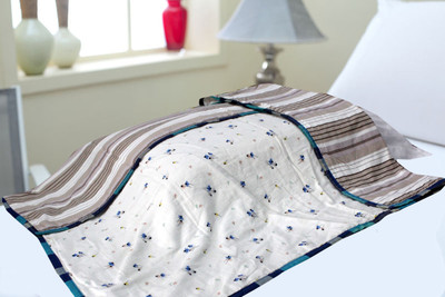 

Polka Striped  Dohar(Cotton, White, Blue, Blue;white