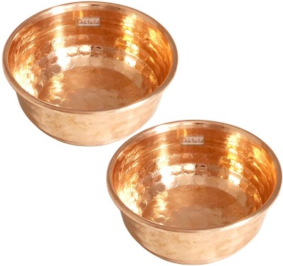 Prisha India Craft Copper Vegetable Bowl M_bowl018-2-prisha(Pack of 2, Brown)