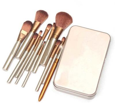 

Jamboree 12pcs/set Hot Professional premium quality Make up Brush tools kits for eye shadow & Cosmetic with metal case (Pack of 12)(Pack of 12)