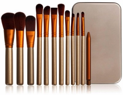 JAMBOREE 12pcs/set Hot Professional Make up Brush tools kits for eye shadow & Cosmetic with metal case (Pack of 12)(Pack of 12)