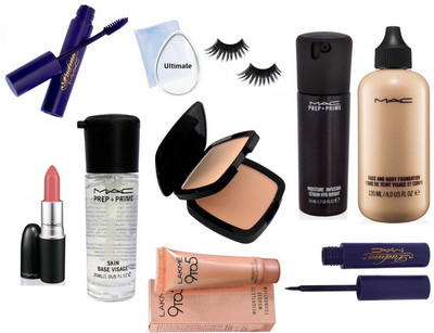 

Ultimate Silicon Puff & Mac Face And Body Foundation And Prep +prime moisture infusion serum , mac padma eyeliner and mascara , compact and mac matte finish long lasting lipstick , Eyelashes and Mac prep+prime skin base visage primer , 9 to 5 mousse found