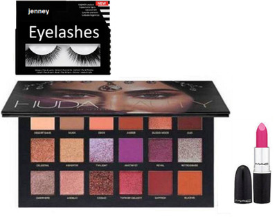 

jenney Eyelashes & Huda Beauty Palette & Mac Lipstick(Set of 3)