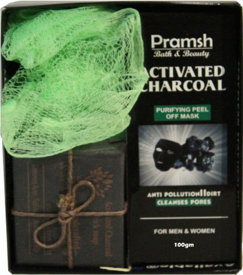

PRAMSH Gift Pack Of Activated Charcoal Soap 100gm & Peel Off Mask 100gm Box & Loofa (Pack of 3)(Set of 3)