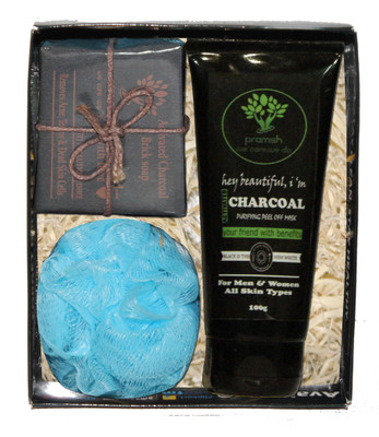 

PRAMSH Gift Pack Of Activated Charcoal Soap 100gm & Peel Off Mask 100gm & Loofa (Pack of 3)(Set of 3)