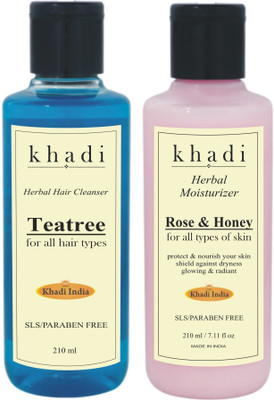 

Khadi India Herbal Teatree Shampoo With Moisturising Lotion Rose Honey(Set of 2)
