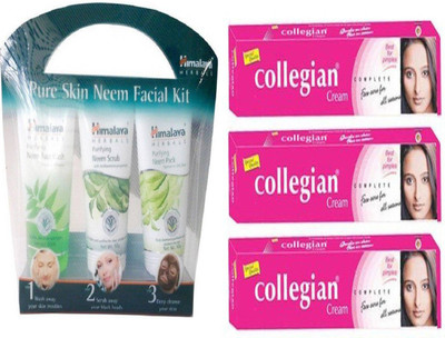 

Himalaya PURE SKIN NEEM FACIAL KIT Face Wash (150 ml) , collegian Ayurvedic Cream all type of skin 20g x 3 (60g) (set of 6)(Set of 6)
