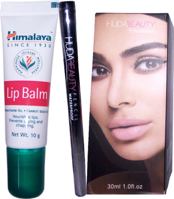 

Himalaya Lip Care With Herbal Lip Balm With Waterproof Eyeliner Stay For 36 hrs & Primer 30 ml Of Huda(Set of 3)