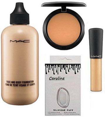 

caroline Silicon Puff, Mac Face&body Foundation, Studio Fix Compact, Mineralize Concealer(Set of 4)
