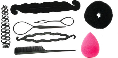

Bella Hararo 8pc Set Hair Juda Maker, Braid maker, Hair styling tools combo, Sponge Puff for Foundation(Set of 1)