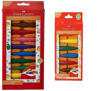 Faber-Castell 10 Kindergarten grip, 6 grip kindergarten Crayons(Set of 2, Multicolor)