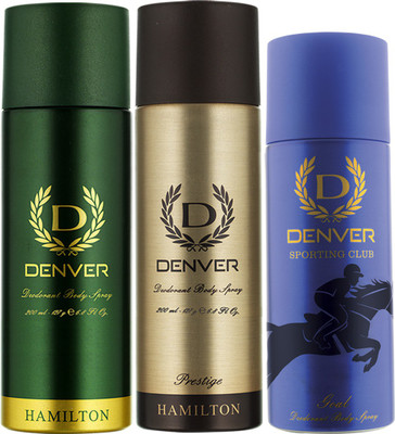 

Denver Hamilton, Prestige and Goal Combo Deodorant Spray - For Men(565 ml, Pack of 3)