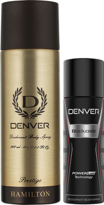 

Denver Prestige & Black Code Nano Deodorant Spray - For Men(250 ml, Pack of 2)