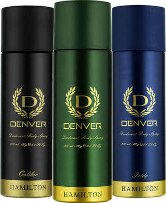 

Denver Hamilton, Caliber and Pride Deo Combo Deodorant Spray - For Men(600 ml, Pack of 3)