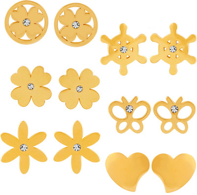 mahi Delightful Stud earrings combo Crystal Alloy Earring Set