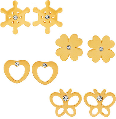mahi Alluring Crystal Stud Earrings Combo Crystal Alloy Earring Set