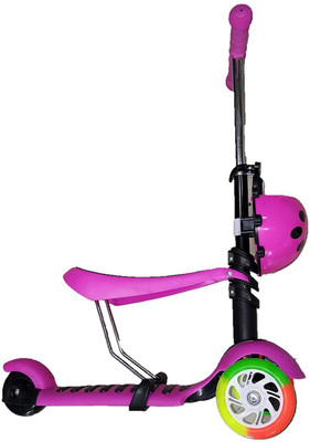 

RGB GROUP 3-in-1 Sit & Stand Wide Platform Height Adjustable Kick & Push Scooter for Kids with Removable Seat (Pink) Scooter Non Battery Operated Ride On(Pink)