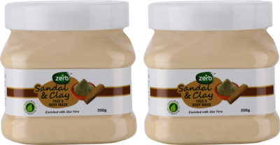 

Zerb Sandal Clay Face and Body Mask for Soft Brightening Skin ideal for all Skin types - Set of 2 x 200 g(200 g)