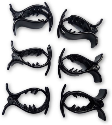 

Nice Claw Hair Clip Clutcher - (Black) for Girls & Women, Set of 6 Hair Claw(Black)