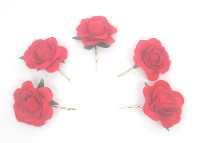 

SKD Rose bobby hair clips Salon Wedding Bridesmaid Accessory/Hair Pins for Girls - Big Size - 5 pcs (Red) Hair Pin(Red)