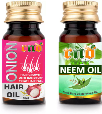 

RND Essentials Onion Oil & Neem Oil 100% Undiluted Combo of each (35 ml) Hair Oil(35 ml)
