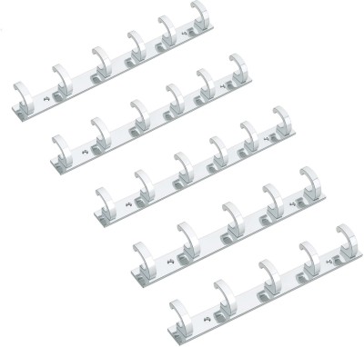 Homeplus Heavy Model 6 Pin Silver Hook Rails Hook Rail 6(Pack of 5)