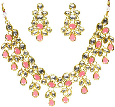 Chrishan Alloy Gold-plated White, Pink Jewellery Set(Pack of 1)