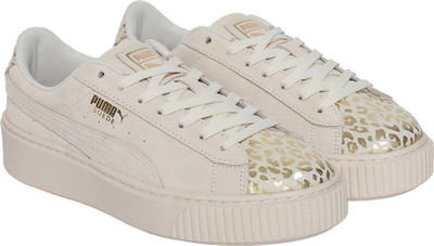

Puma Girls Lace Sneakers(White, Whisper white-team gold
