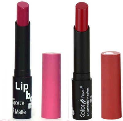 

Bonjour Paris Creamy Matte Lipsticks Set Of Must Have Colors Professional Quality with High Pigment Load 2 Pcs A17(Rose Blush, Dark Rose)